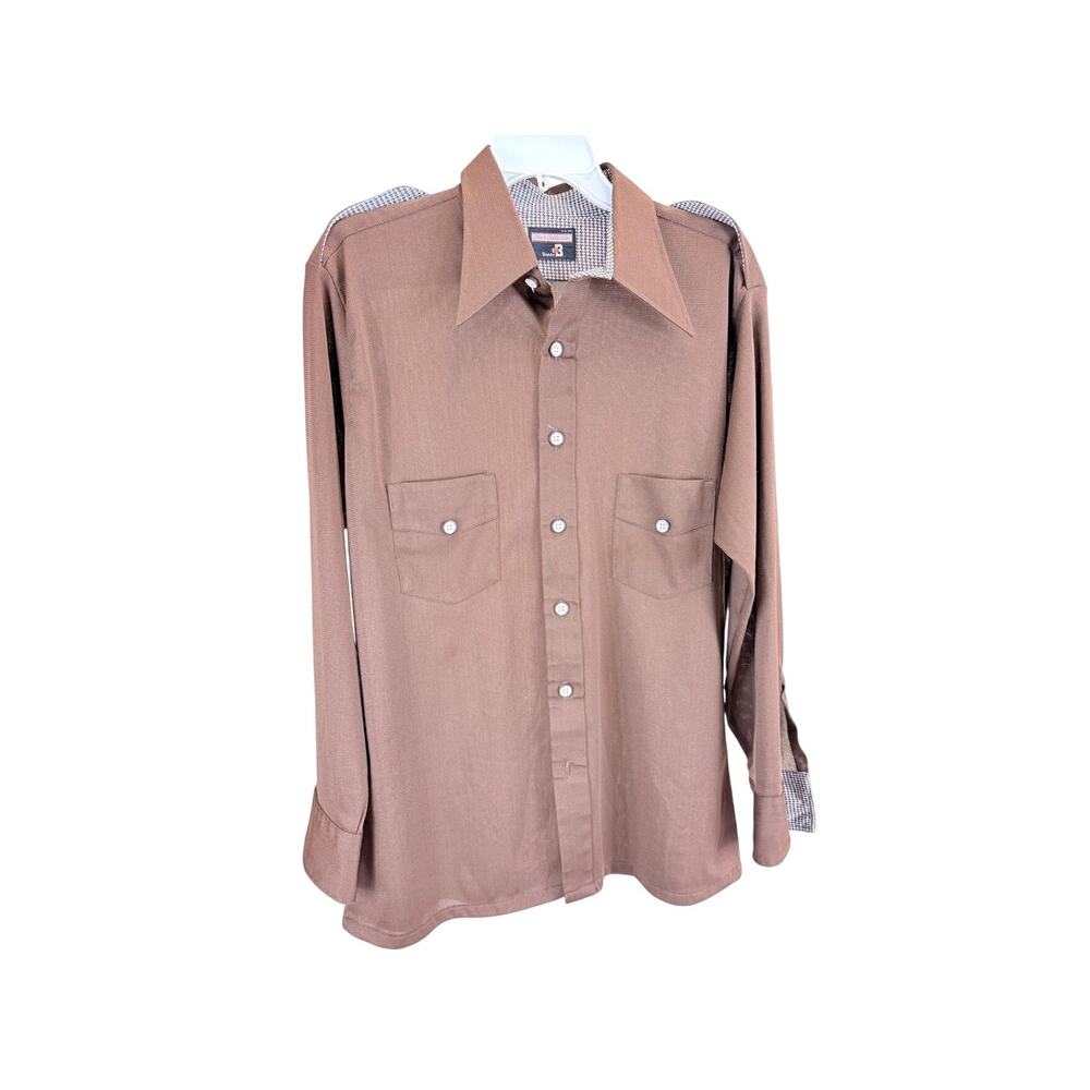 Vintage Men's Knit Long Sleeve Brown Button Up - Bonds B Shirt